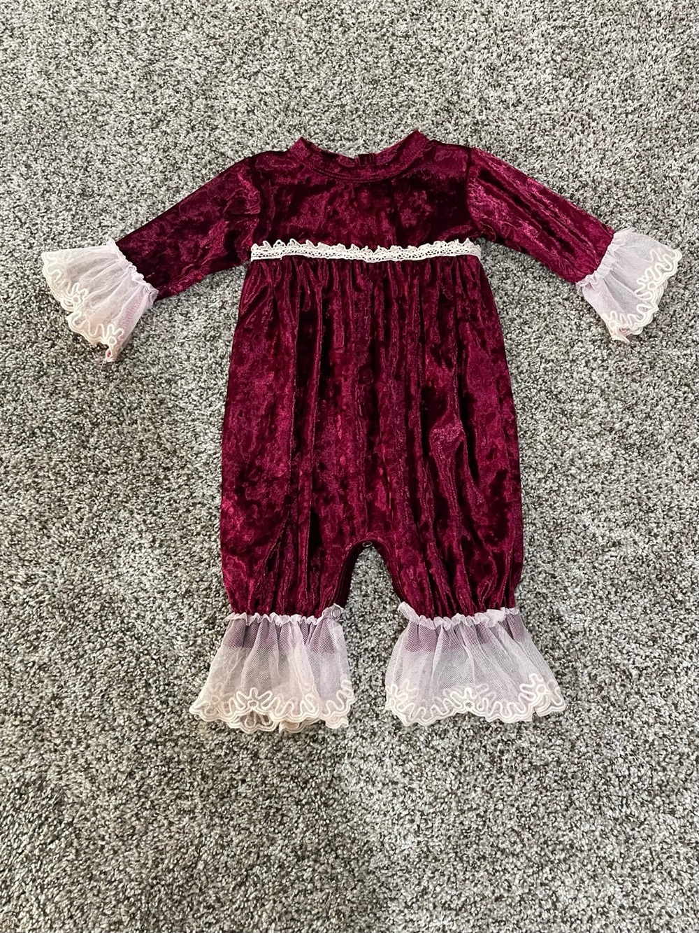 Frilly Frocks Velvet Romper (6-9M)